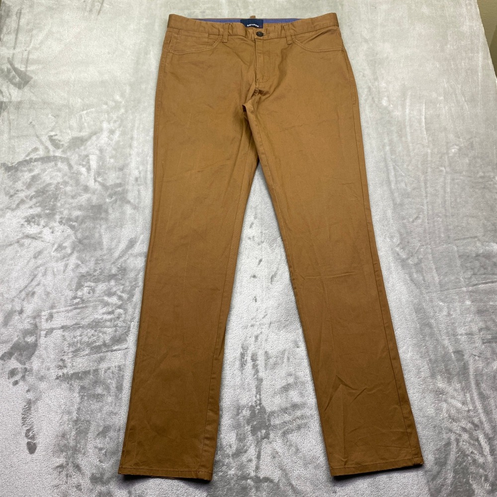 Devred 1902 Mens‎ Slim Fit 5-Pocket Trousers Brown Cotton Stretch Pants Sz 33"
